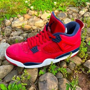 Air Jordan 4 Retro SE "Fiba" red leather sneakers Sz 12 men CL1184-617